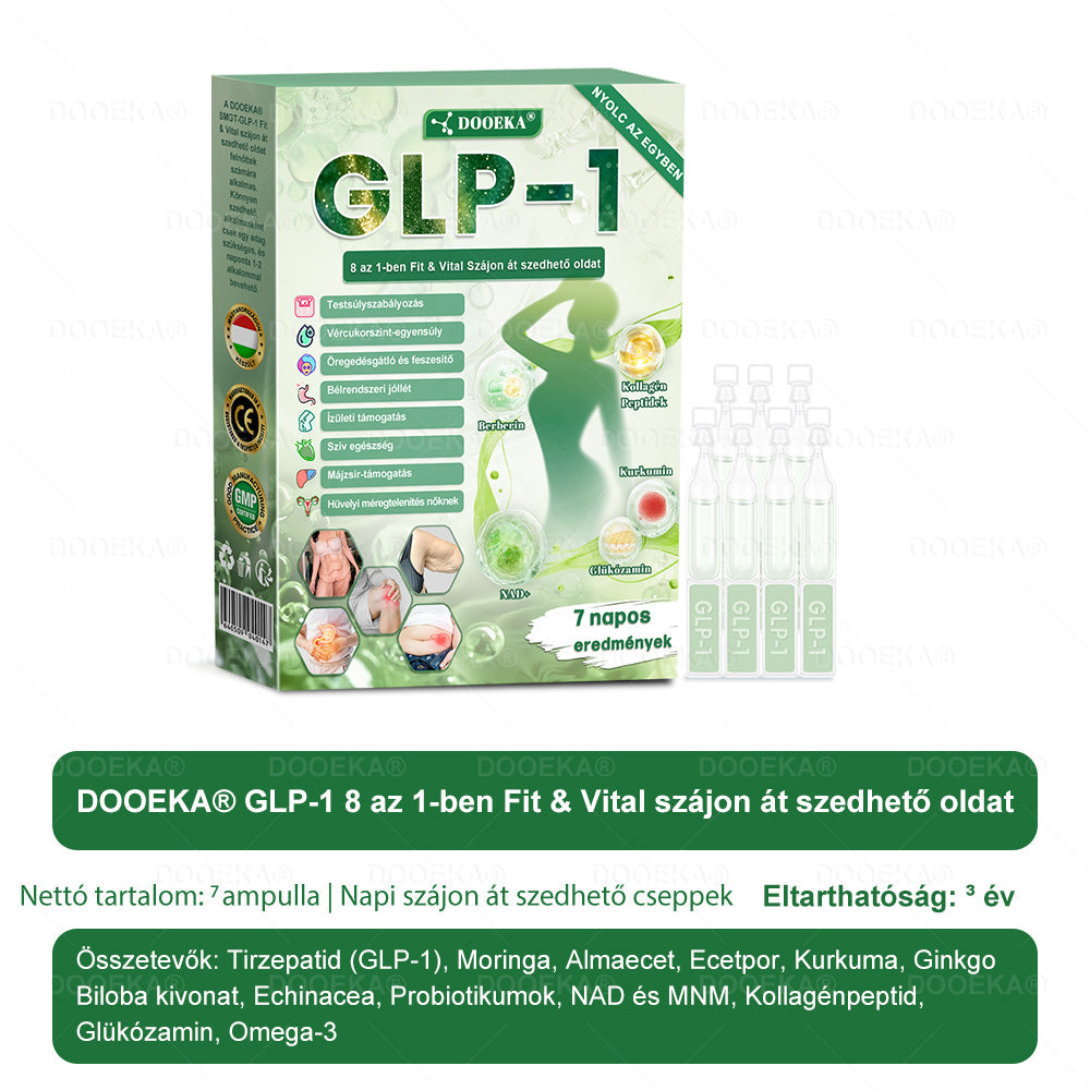 🍀🍀🍀DOOEKA® GLP-1 8 az 1-ben Fit & Vital Szájon át szedhető oldat – ⏰Napi egyszer, 7 nap alatt látható változás / Elhízás, szív- és érrendszeri egészség, cukorbetegség, alvási apnoe, bélrendszer egészsége, ízületi problémák és még sok más esetén