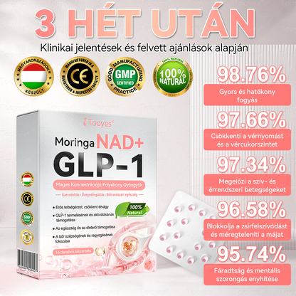 💟Tooyes® GLP-1 Magas Koncentrációjú Folyékony Gyöngyök – NAD+, Moringa, HCA összetevőkkel (Fogyás, Öregedésgátlás, Bél- és Immunrendszer támogatás, Vércukorszint egyensúly, Szív- és Agyegészség) ⚡