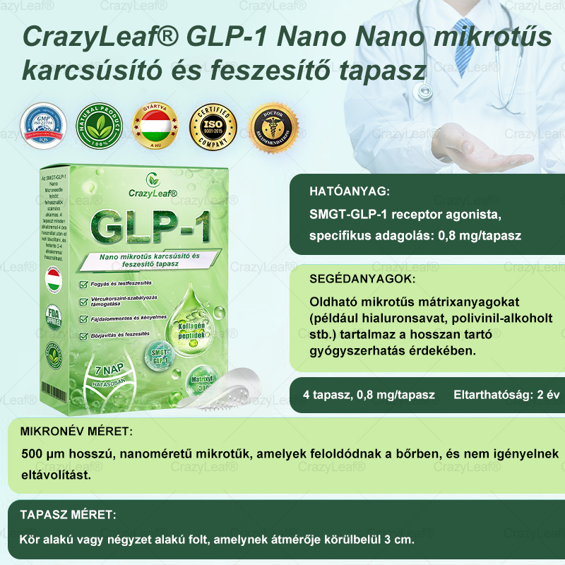 ✅│Hivatalos webáruház│🌿 CrazyLeaf® SMGT-GLP-1 Nano Mikrotűs Tapasz 👉Természetes segítség túlsúly, fáradtság, bőr- és ízületi problémák ellen.