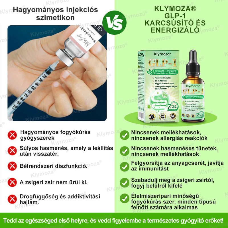 A Magyar Orvosi Kamara hivatalos ajánlásával 💥 | Klymoza® GLP-1 Karcsúsító és Energizáló Gyógynövényes Cseppek