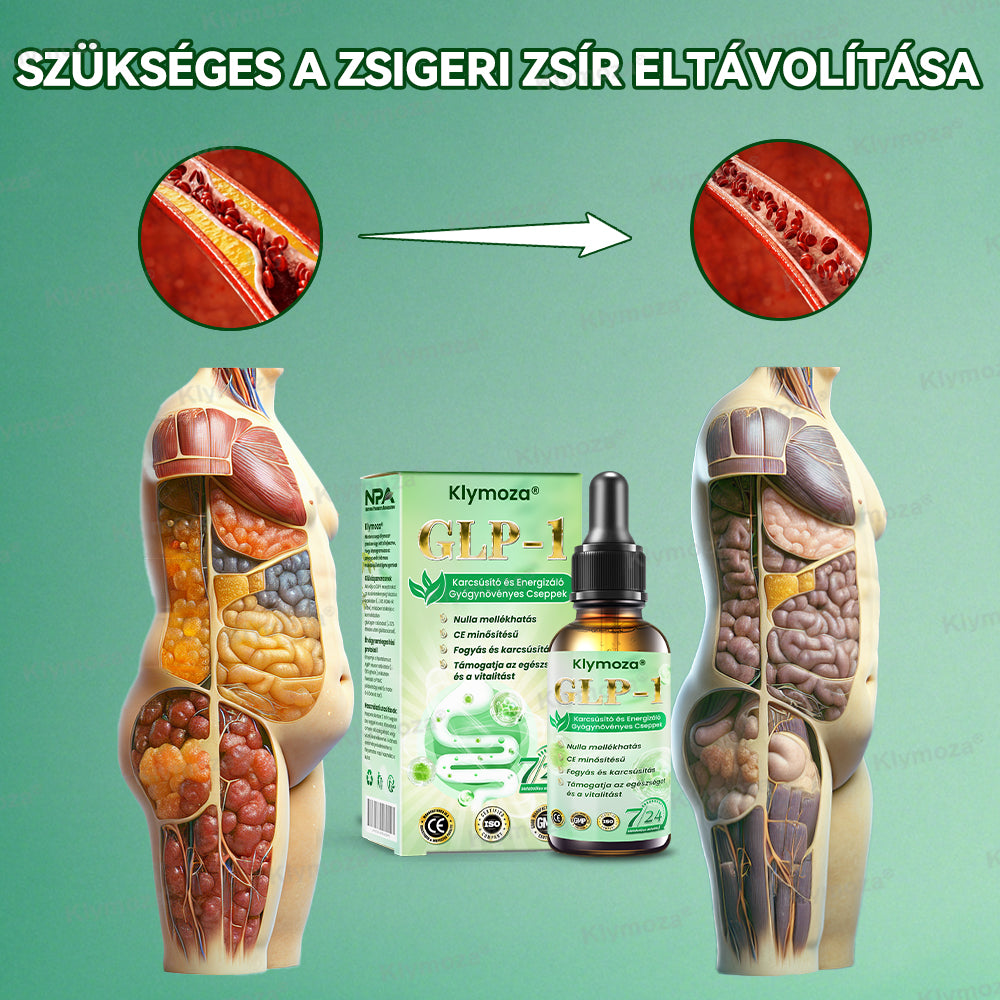 A Magyar Orvosi Kamara hivatalos ajánlásával 💥 | Klymoza® GLP-1 Karcsúsító és Energizáló Gyógynövényes Cseppek