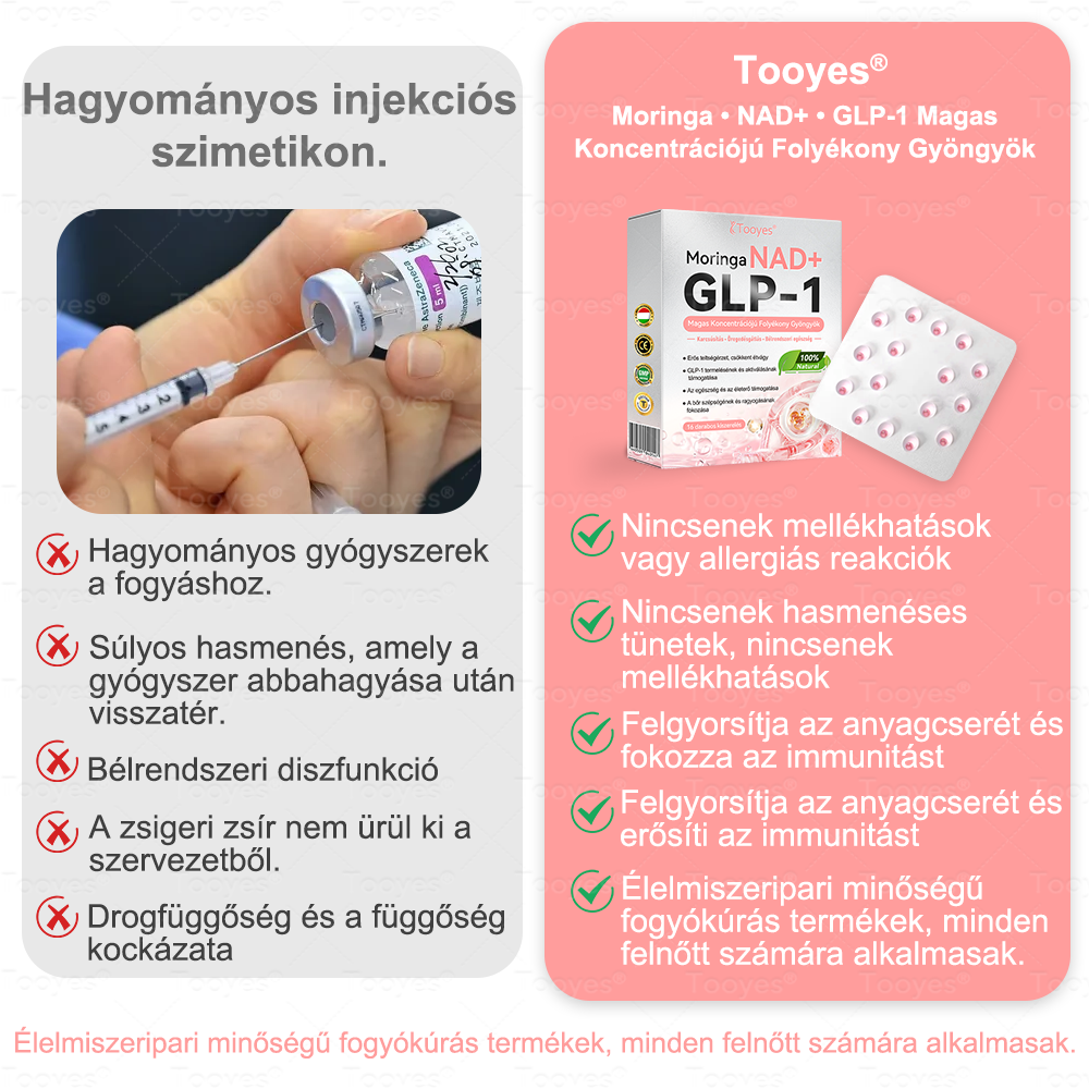 💟Tooyes® GLP-1 Magas Koncentrációjú Folyékony Gyöngyök – NAD+, Moringa, HCA összetevőkkel (Fogyás, Öregedésgátlás, Bél- és Immunrendszer támogatás, Vércukorszint egyensúly, Szív- és Agyegészség) ⚡