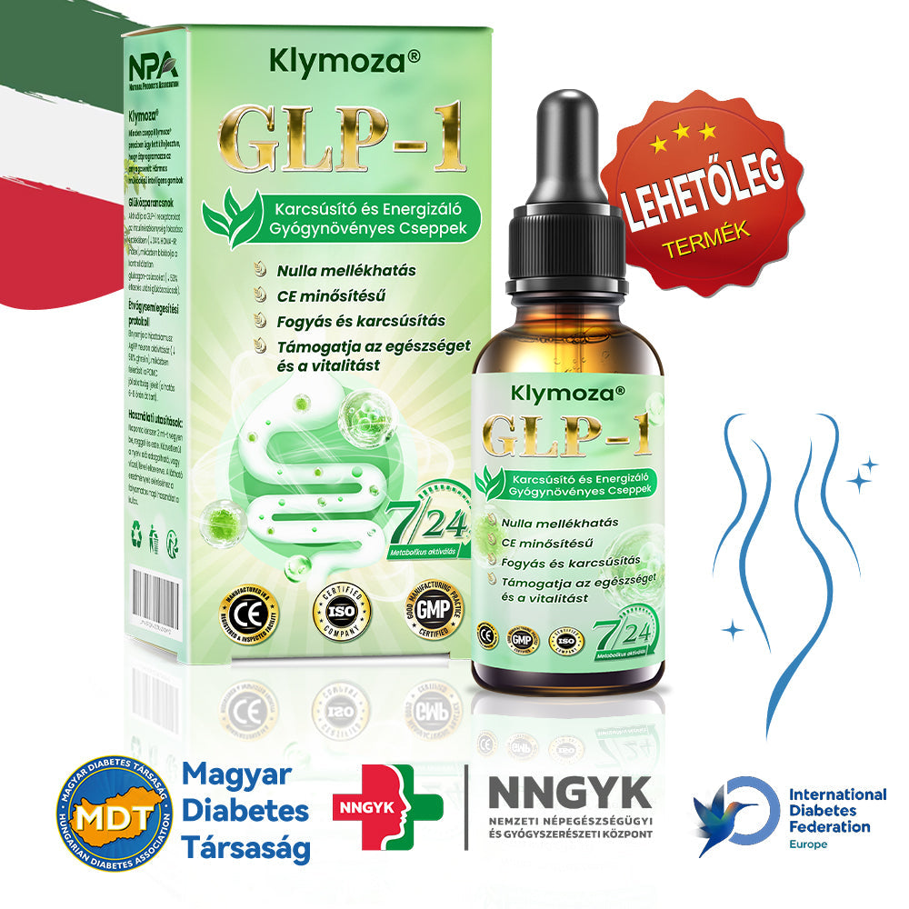 A Magyar Orvosi Kamara hivatalos ajánlásával 💥 | Klymoza® GLP-1 Karcsúsító és Energizáló Gyógynövényes Cseppek