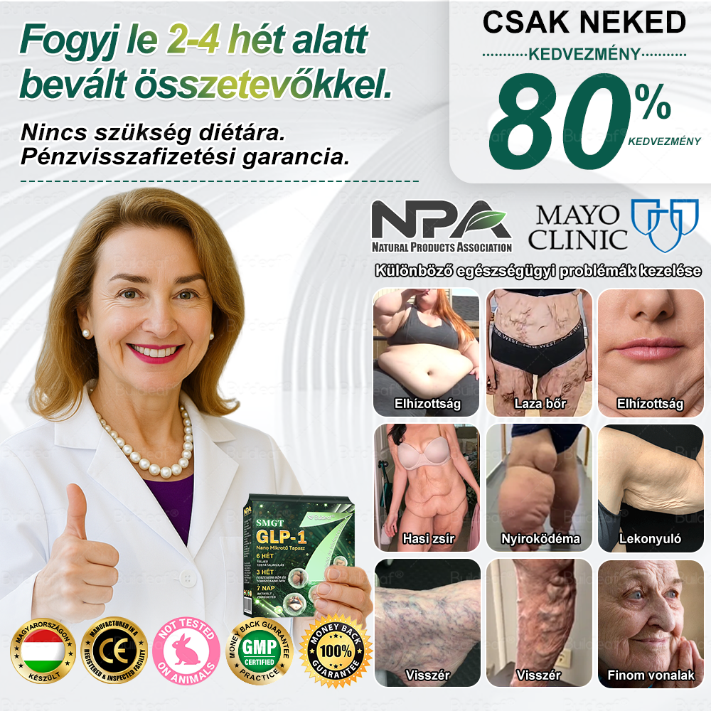 【Hivatalos áruház】🍃🍃Buildleaf® SMGT-GLP-1 Nano Mikrotű Tapasz - Kollagénnel és Matrixyl 3000-rel 丨Célzott hatás: elhízás, megereszkedett bőr, magas vérnyomás, cukorbetegség, zsírmáj, testi fájdalmak és egyéb problémák ellen